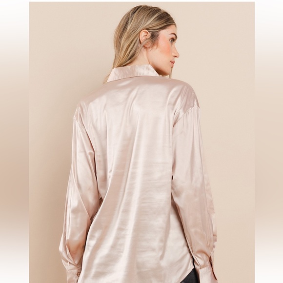 Gorgeous Satin Button Down Long Sleeve Shirt - Picture 5 of 6